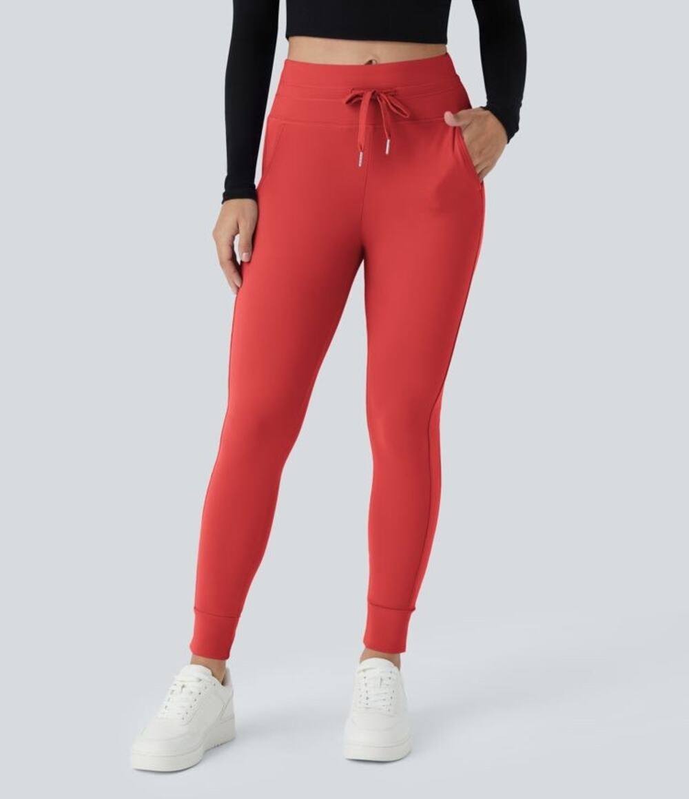 Halara SoftlyZero Plush High Waisted Drawstring Pocket Plain Full Length Joggers